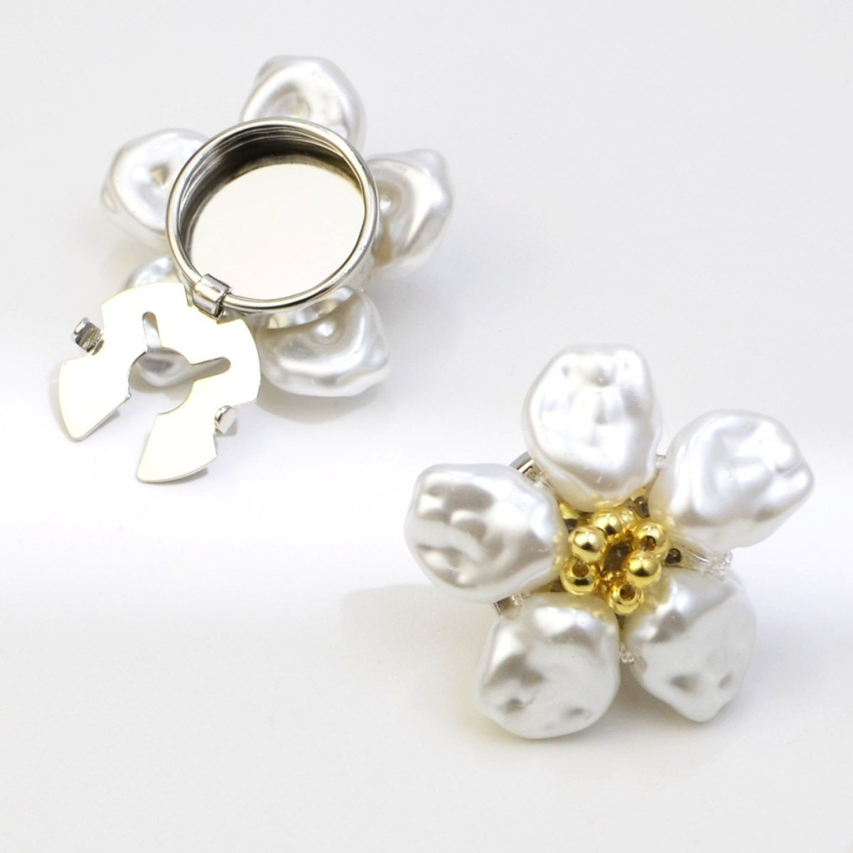 Boutons de manchette Fleur de Perle | Clips décoratifs pour chemise (MAC358)