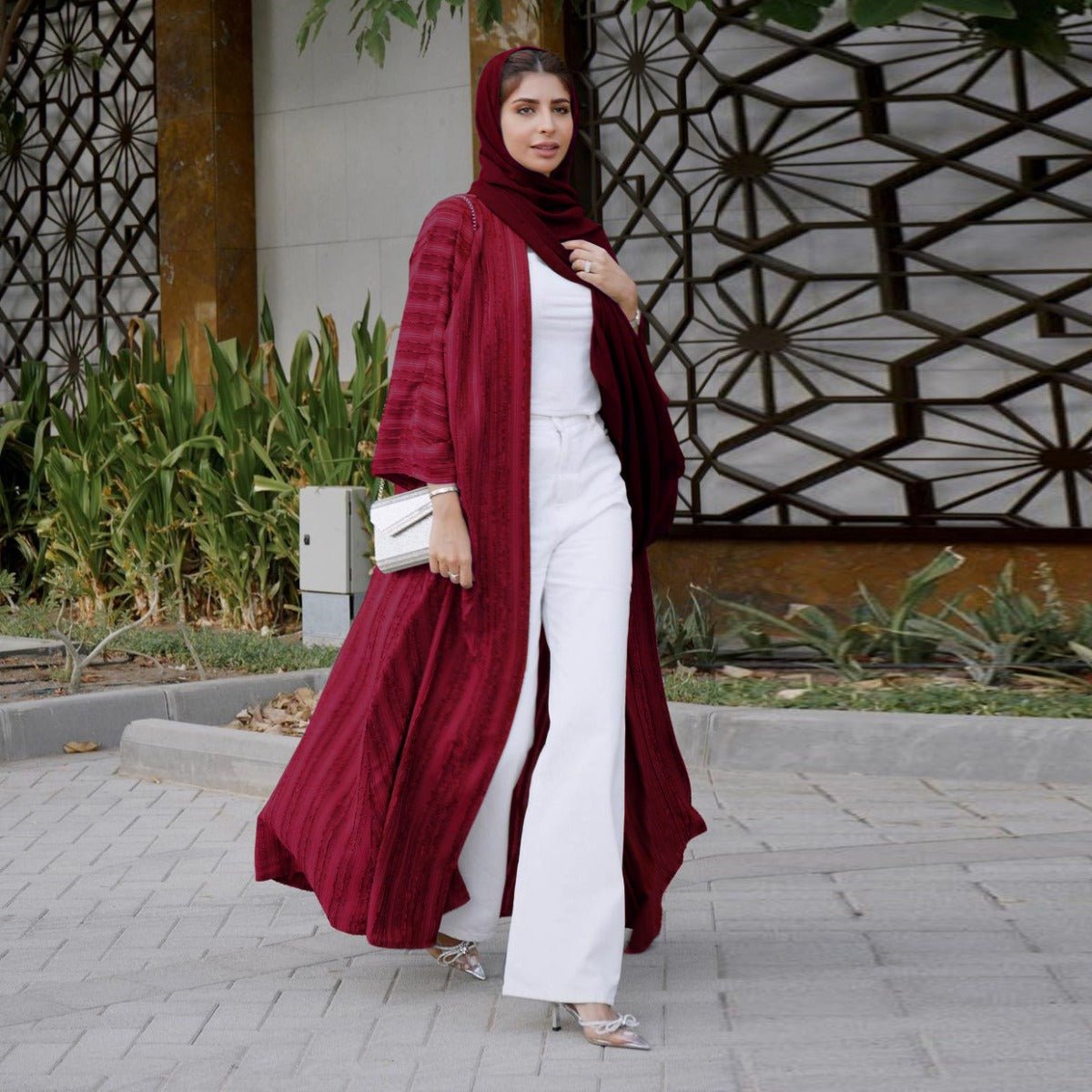 Cardigan Abaya Tricoté Vintage | Veste Longue Ouverte Modeste pour Femme (MOA217)