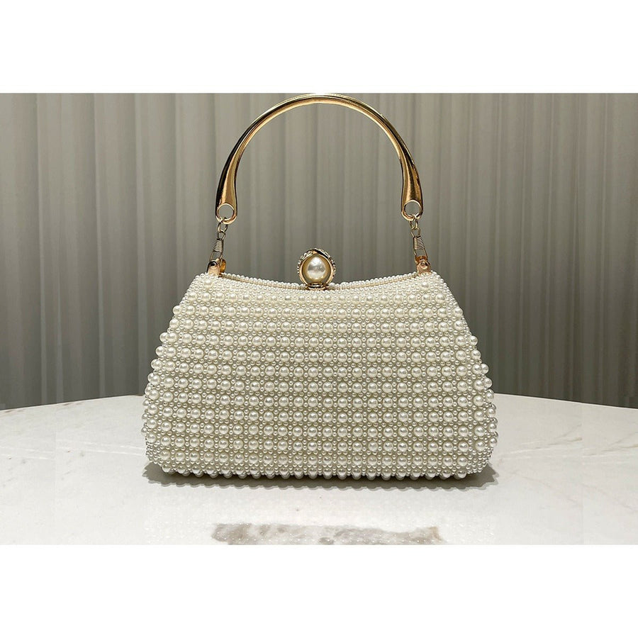 Sac Pochette de Soirée Boîte Perlé Style Vintage Orné de Perles avec Détails Dorés (MAC248)