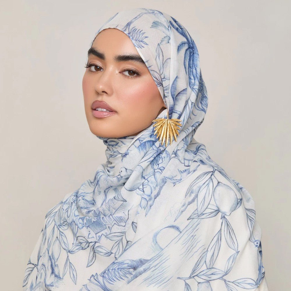 Foulard Hijab Imprimé Aquarelle Polyvalent, Doux et Respirant (MH165)