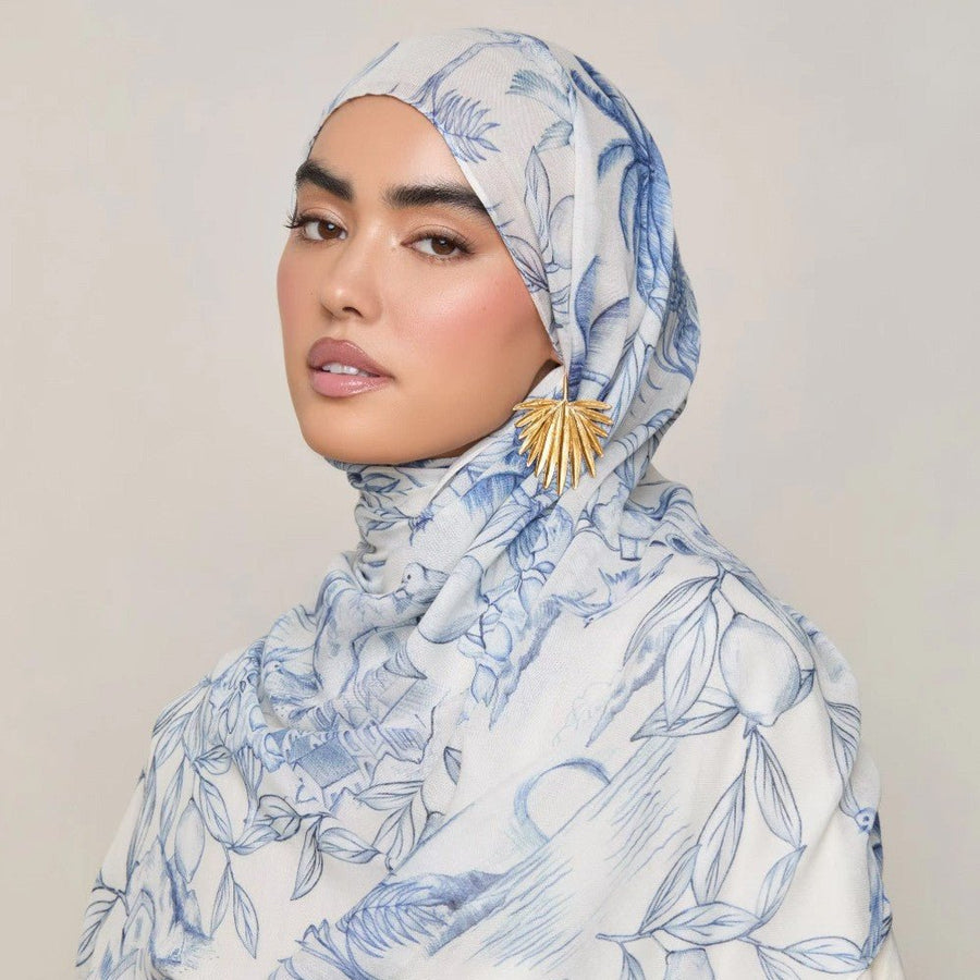 Foulard Hijab Imprimé Aquarelle Polyvalent, Doux et Respirant (MH165)