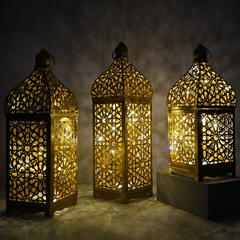 Décor Artisanal de Fête Lanterne Marocaine en Fer Ajouré Ramadan (MAC402)