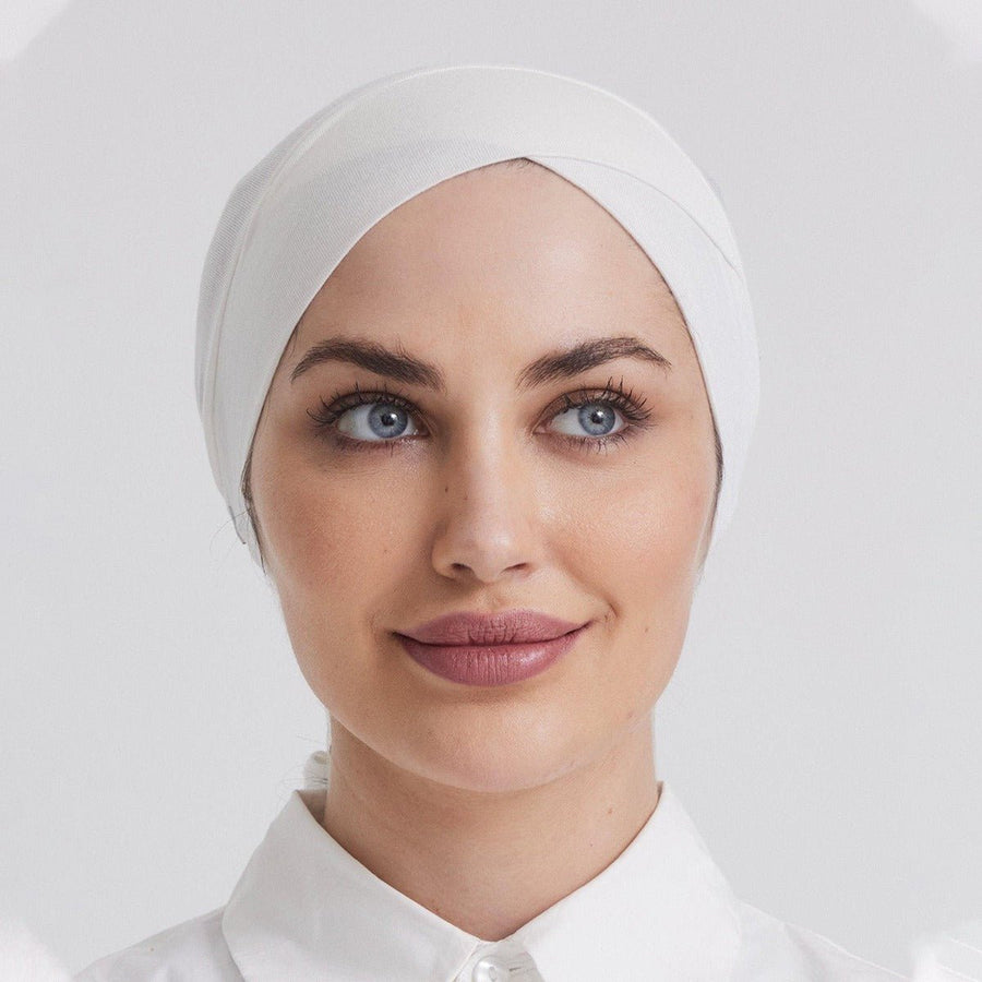 Bonnet hijab en coton mercerisé premium à bandes croisées avec bord ajustable (MH116)