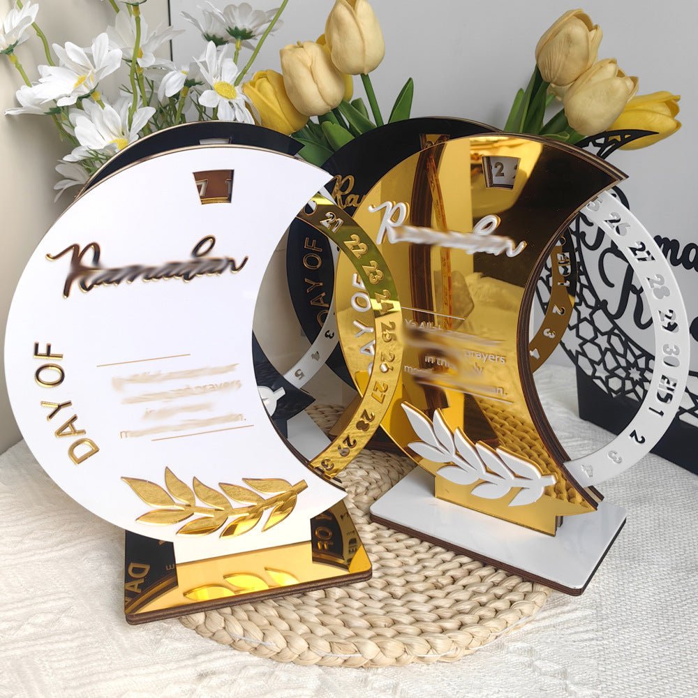 Décoration de table en bois avec compte à rebours rotatif pour Ramadan (MAC378)