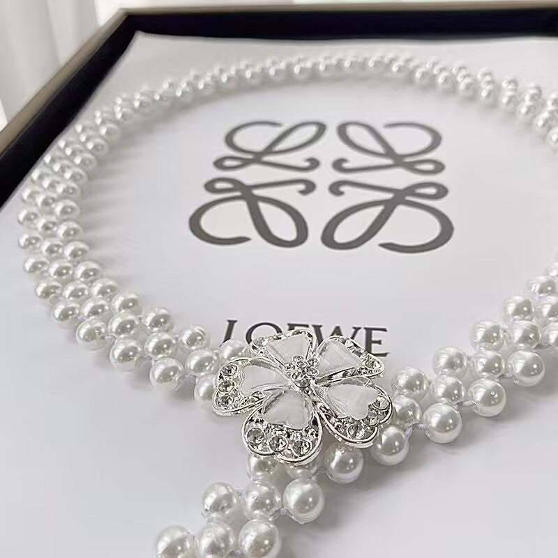 Ceinture élastique perlée | Ceinture extensible à fleurs strass (MAC362)