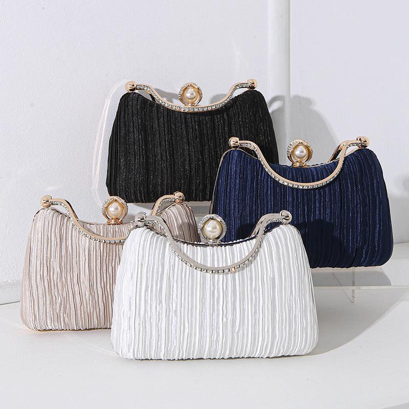Sac perlé MAC071, sac de soirée plissé orné de strass