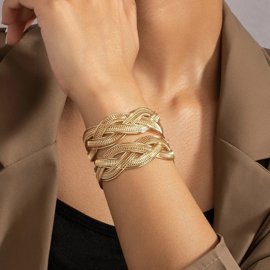Bracelet large en maille tressée en alliage réglable (MAC208)