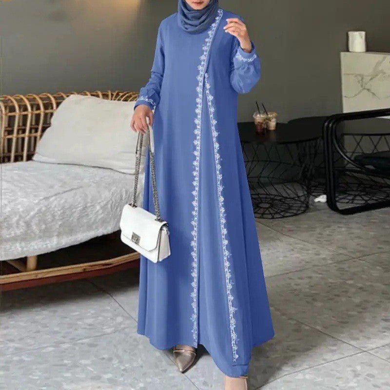 Abaya décontractée de créateur avec détails en dentelle (MA146)