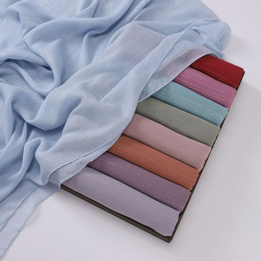 Foulard Effortless Grace Voile Chiffon Froissé Argenté (MH153)