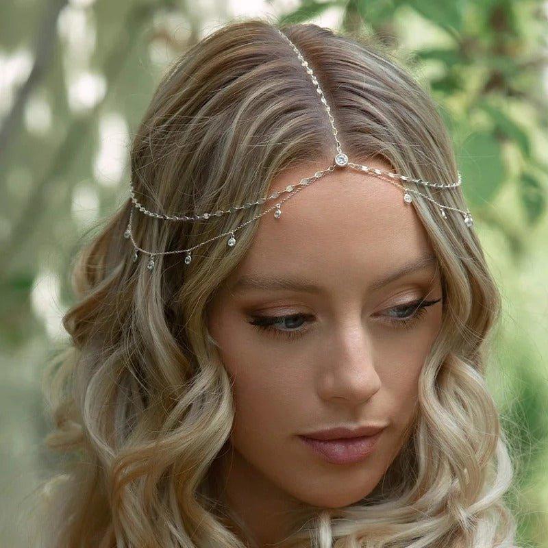 Tiare de mariage étincelante MAC127 avec pendentif simple en strass