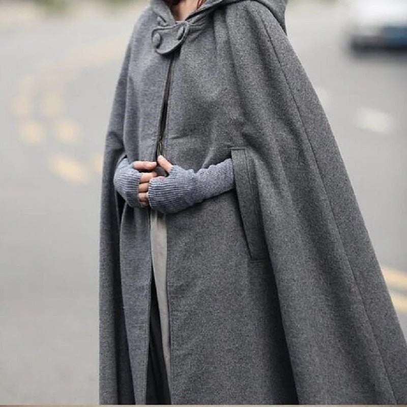 Manteau Cape Longue à Capuche et Châle | Poncho Châle à Capuche Polyvalent en 5 Couleurs (MOA088)