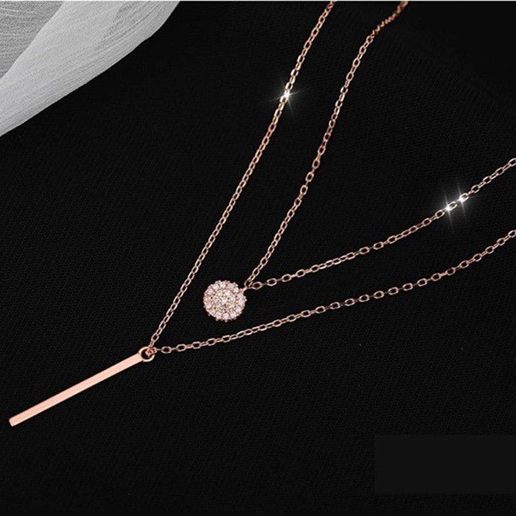 Collier double rond MAC133 avec diamants brillants carrés