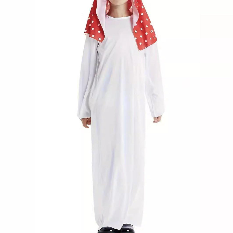 MKB009 Thobe Blanc Simple pour Enfants à Col Rond