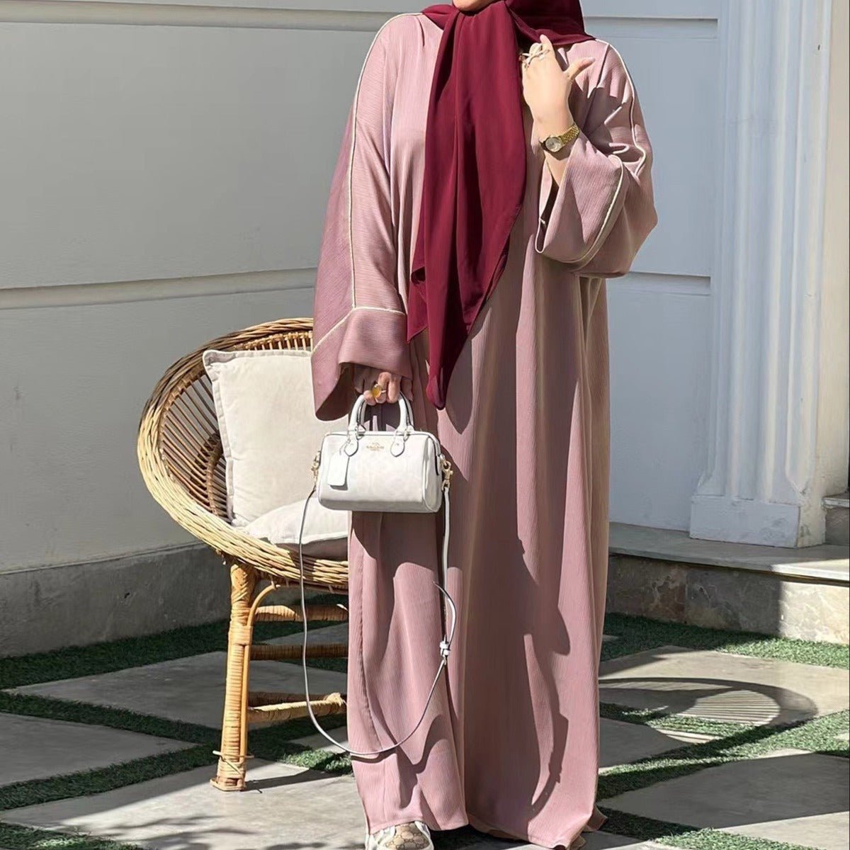 Robe Ample Décontractée à Manches Évasées avec Finitions Contrastantes (MA280)