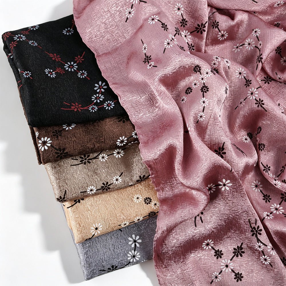 Foulard Hijab Imprimé Fleurs de Marguerite Scintillant (MH245)