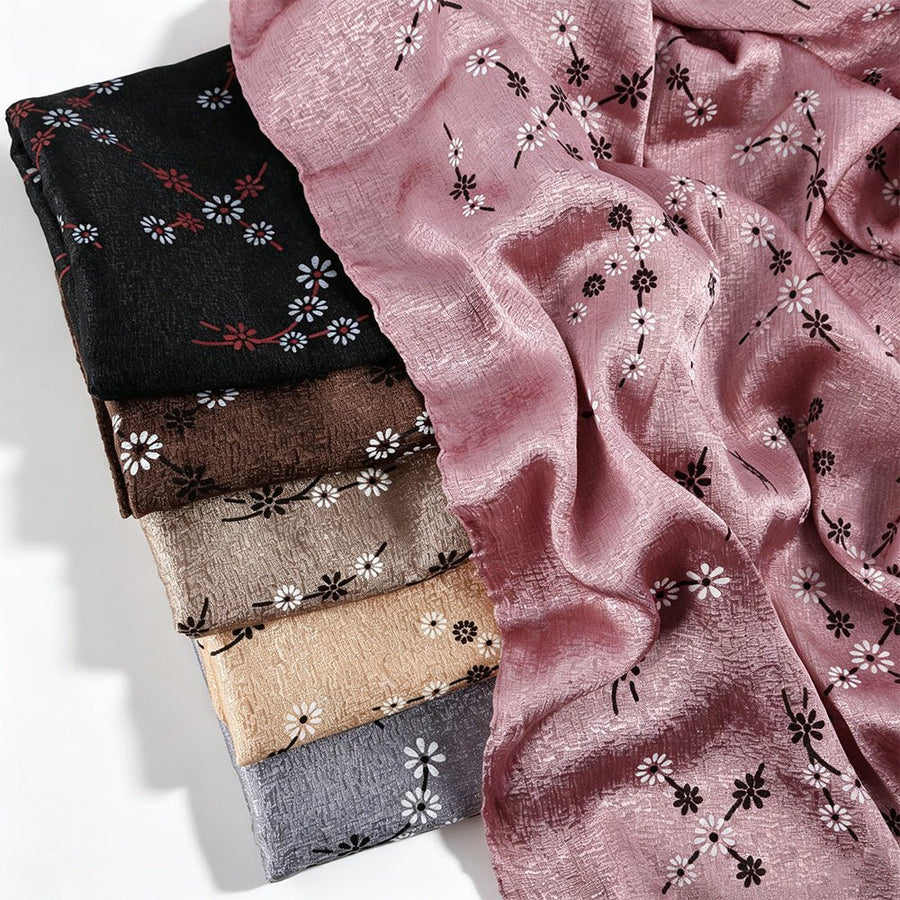 Foulard Hijab Imprimé Fleurs de Marguerite Scintillant (MH245)