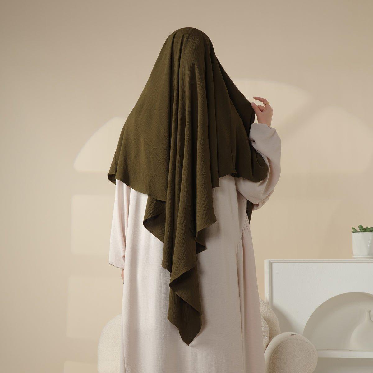 Nouveau Khimar Crêpe 1 Couche | Khimar en Matière Crêpe Souple (MK009)