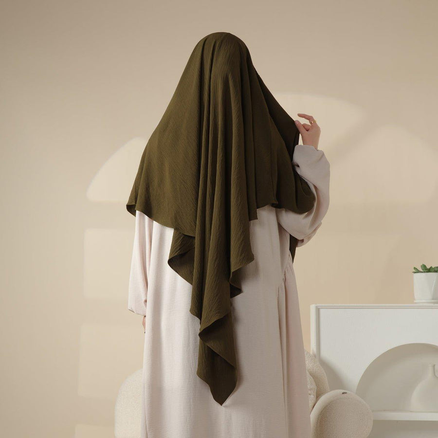 Nouveau Khimar Crêpe 1 Couche | Khimar en Matière Crêpe Souple (MK009)