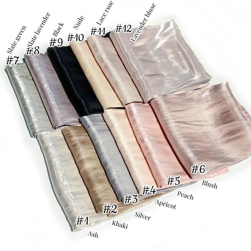 Hijab Long en Satin Uni Fin Couleur Unie (MH051)