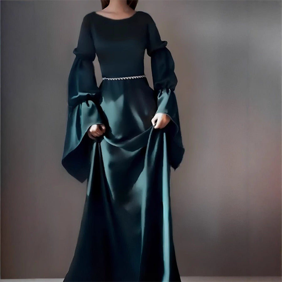 Robe Abaya Longue Coupe Slim de Luxe | Robe Maxi Vert Émeraude (MA217)