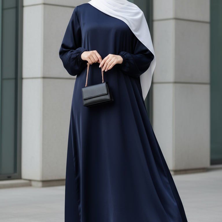 Abaya Satin Premium Modest Luxury | Abaya Coupe Parapluie Évasée avec Poches (MA311)