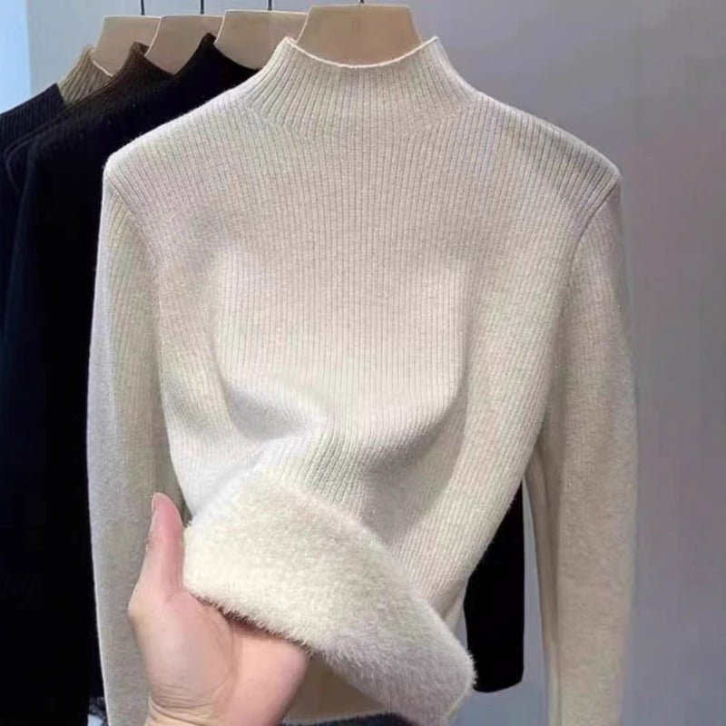 Pull Col Montant Doublé en Molleton | Haut de Base Épais pour l'Hiver (MS159)