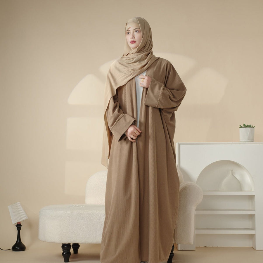 Cardigan Abaya Ouverte en Velours Côtelé (MOA028)