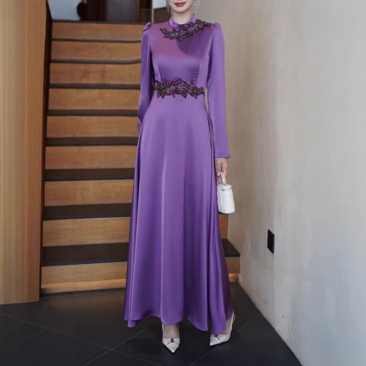 Robe Maxi Perlée et Ornée (MS365)