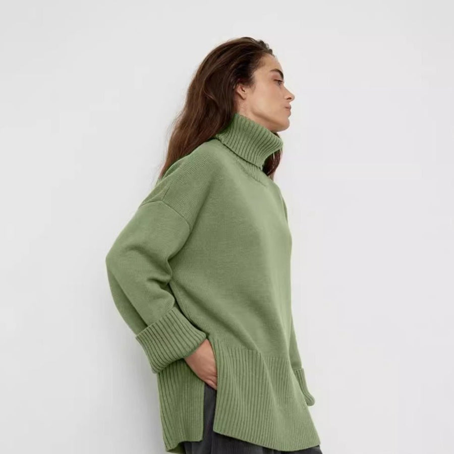 Pull à col roulé oversize avec fentes latérales (MS251)