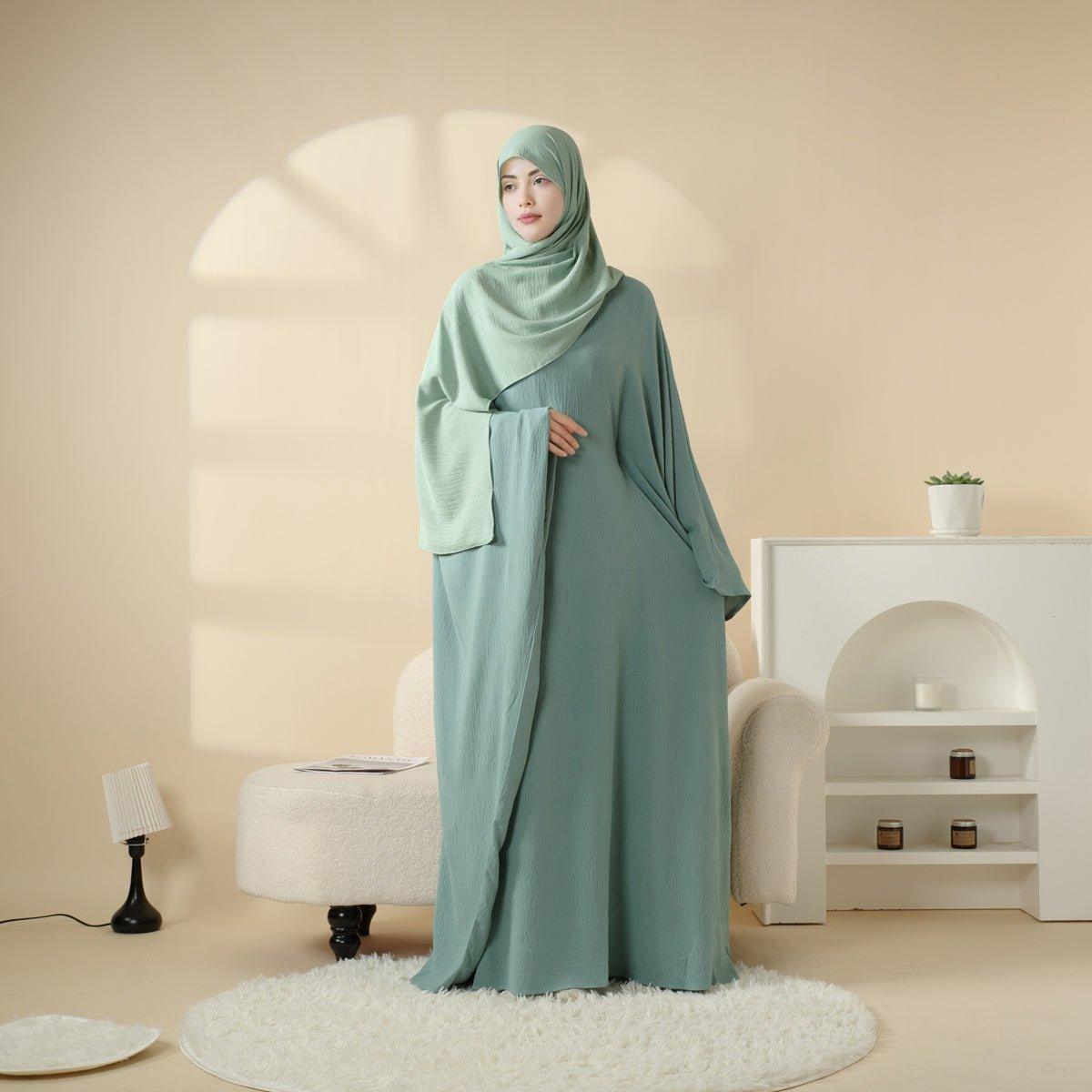 Abaya unie à manches papillon (MA048)