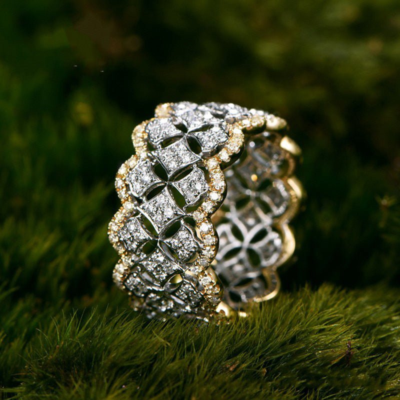 Bague Style Palace « Étoile Éblouissante » en Dentelle Nid d'Abeille (MAC194)