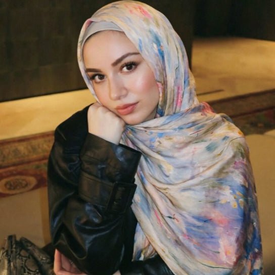 Foulard Hijab Léger Imprimé Floral Impressionniste (MH250)
