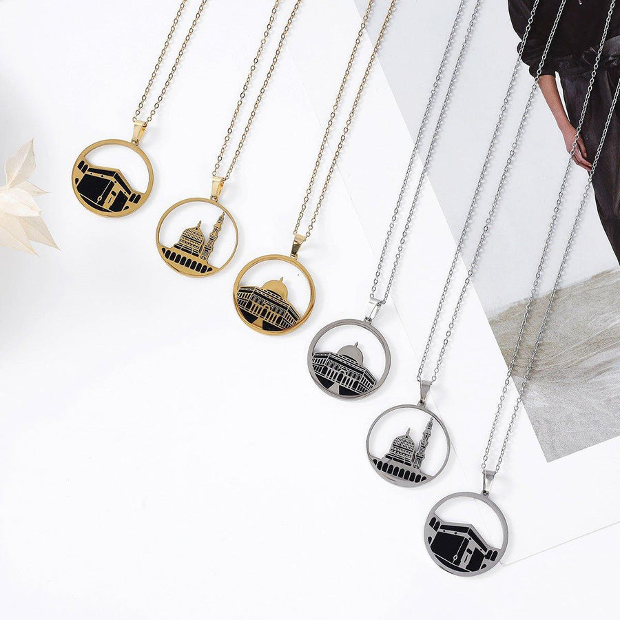 Collier MAC111 en acier inoxydable à motif de mosquée