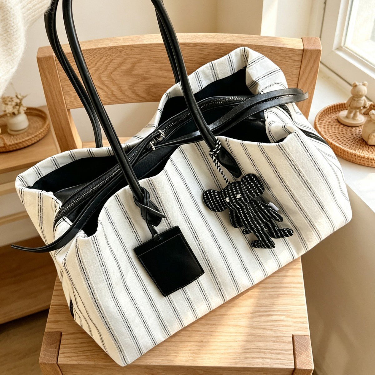 Sac à main rayé grande capacité | Sac de voyage casual (MAC484)