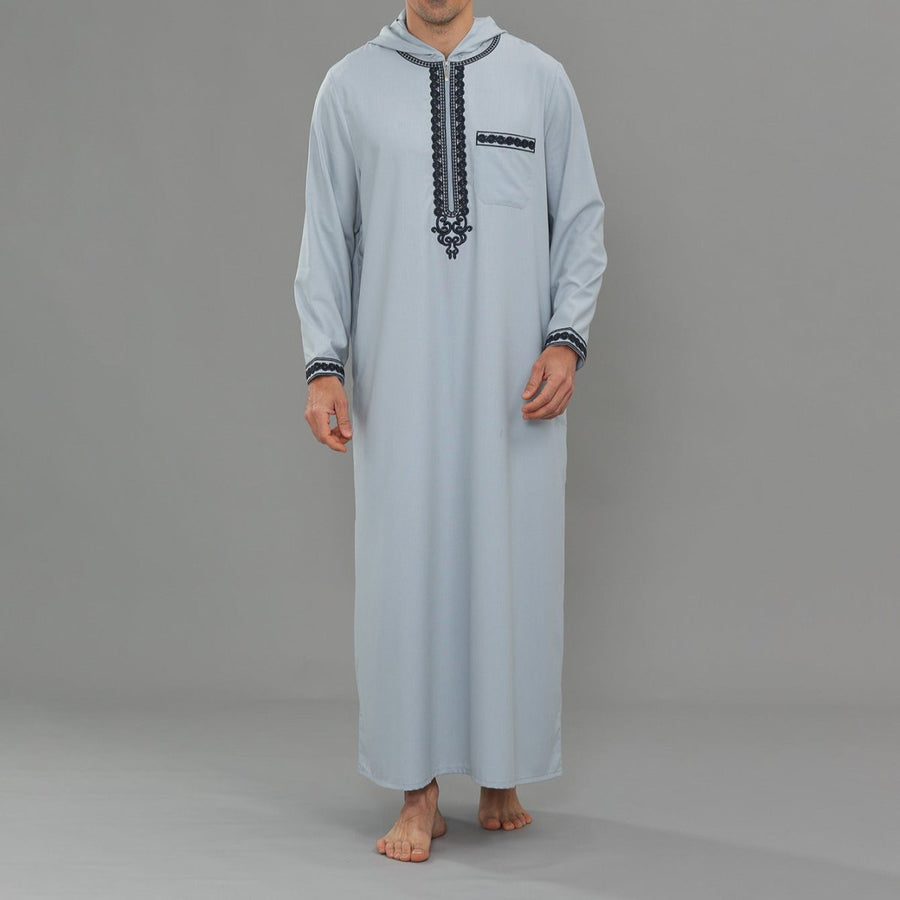 Thobe brodé à capuche pour homme avec poches (MT037)