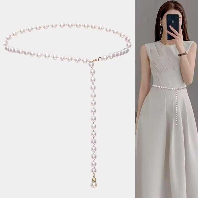 Chaîne de taille drapée minimaliste à perles (MAC351)
