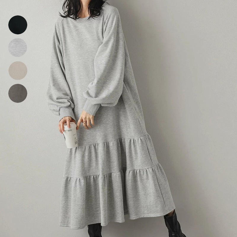 Robe Maxi Sweat à Volants Coupe Ample (MS151)
