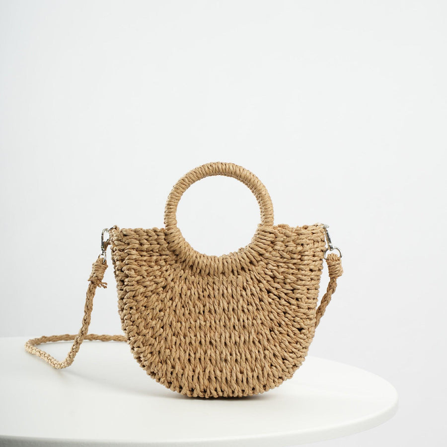 Sac bandoulière double anneau en paille MAC129