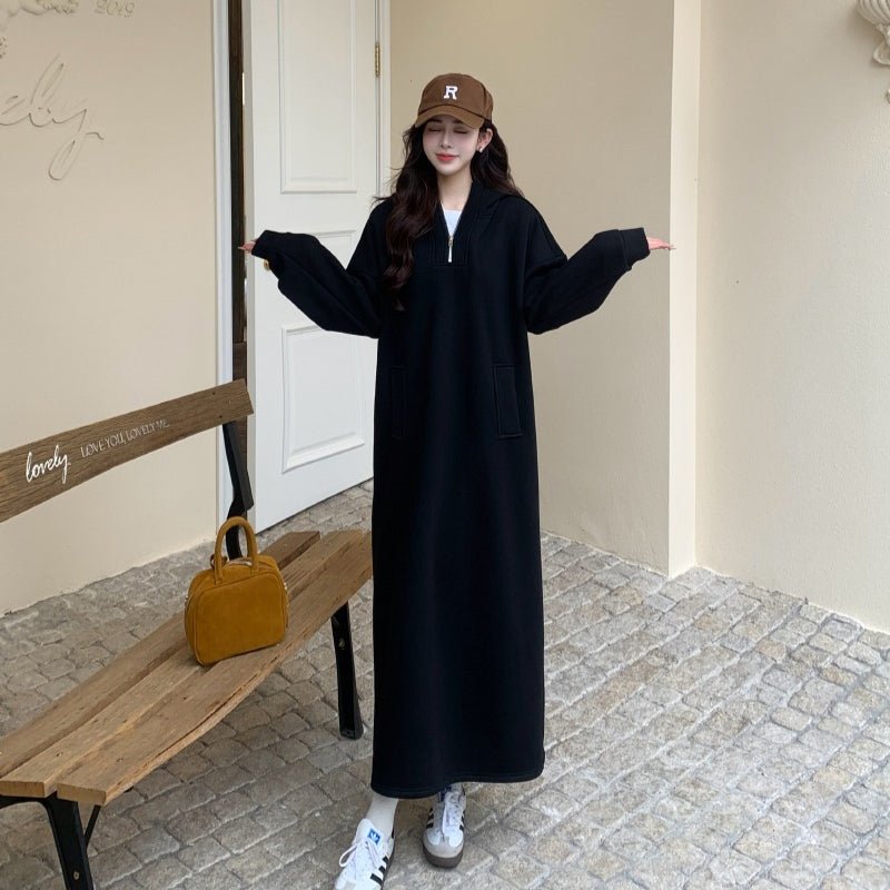 Robe Sweat Longue à Capuche Doublée en Polaire | Robe d'Intérieur Épaisse pour l'Hiver (MS181)