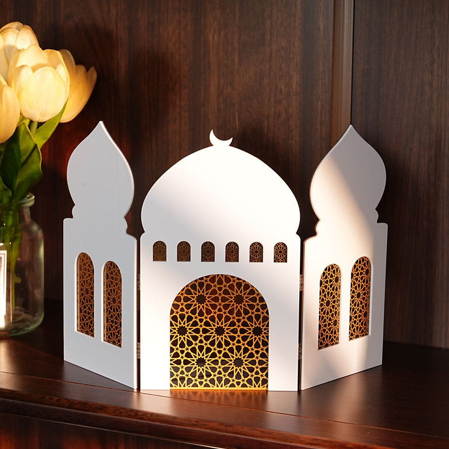 Paravent Pliant en Acrylique Islamique à Motif Ajouré - Décoration de Bureau (MAC402)