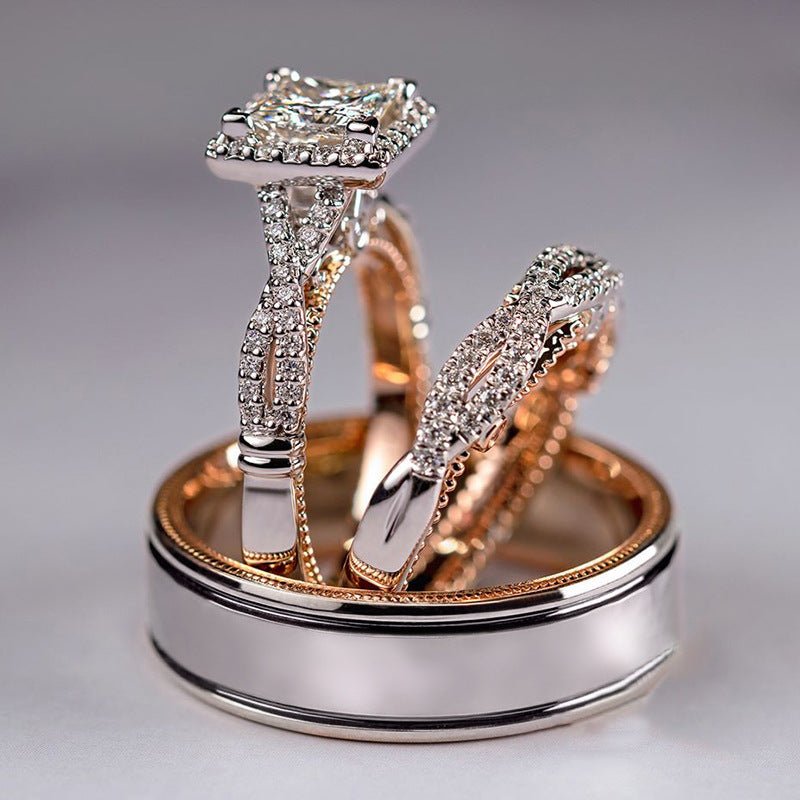 Bague de fiançailles de luxe MAC175 en zircon étincelant, or rose