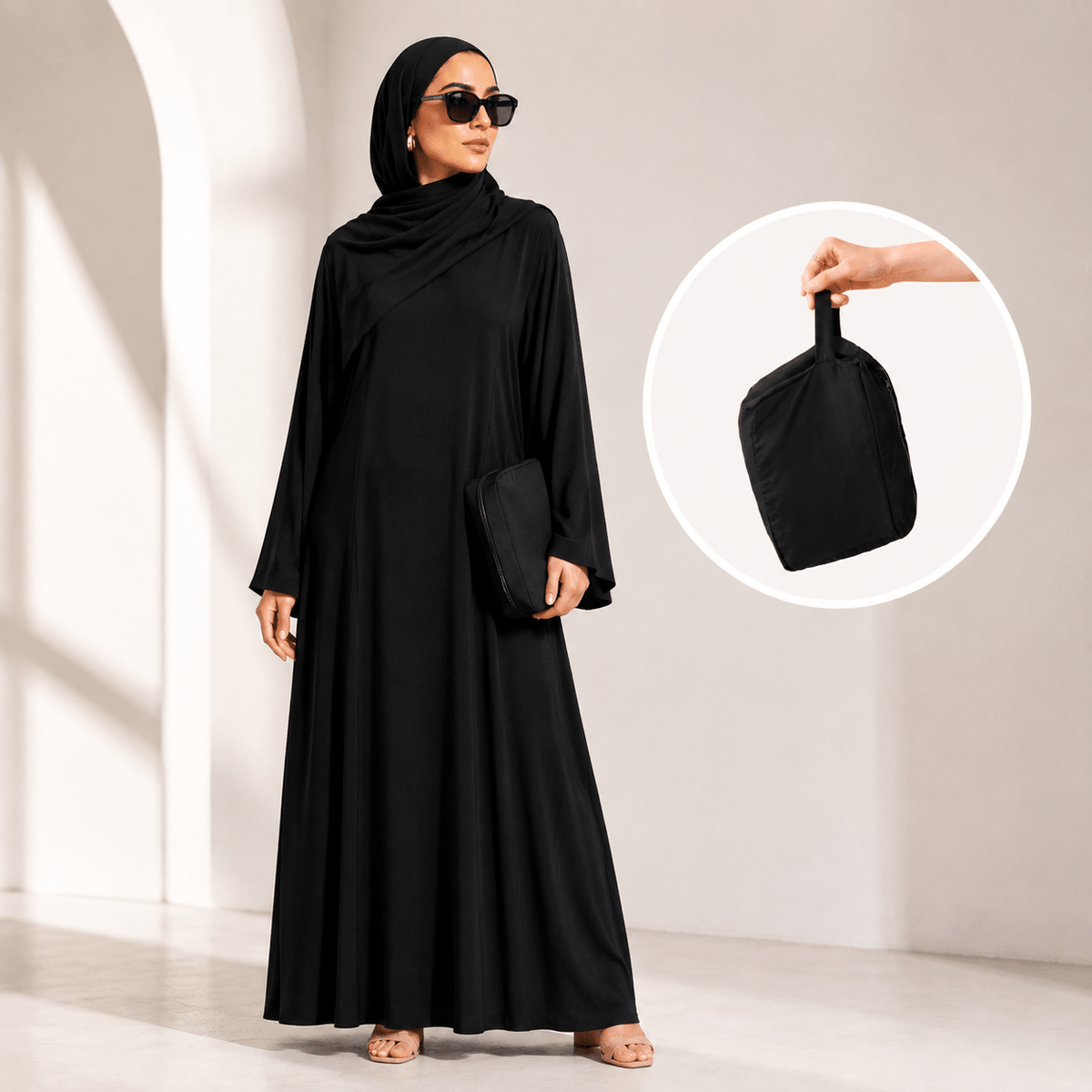 Abaya une pièce premium hijab pour femmes | Abaya de voyage en tissu Nida (MJ024)