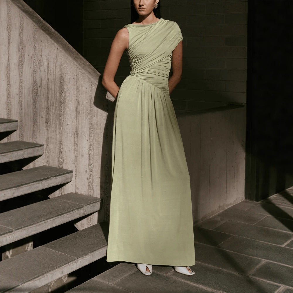 Robe Maxi Asymétrique Drapée (MS352)