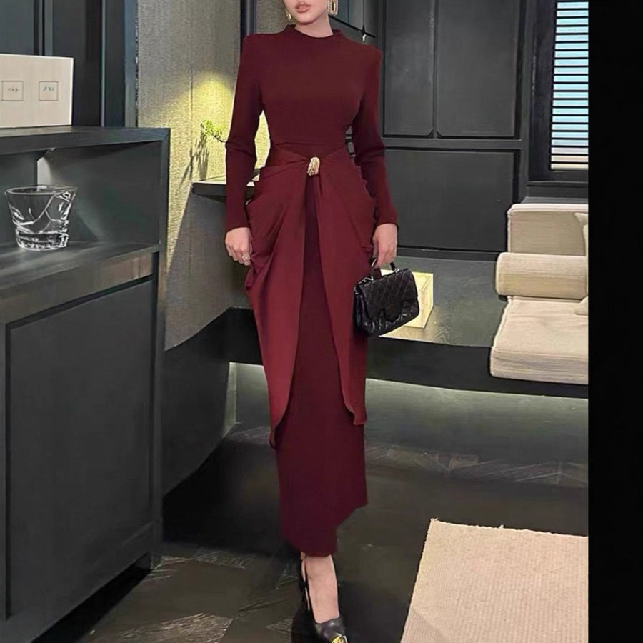 Robe Maxi en Jersey Drapé (MS386)