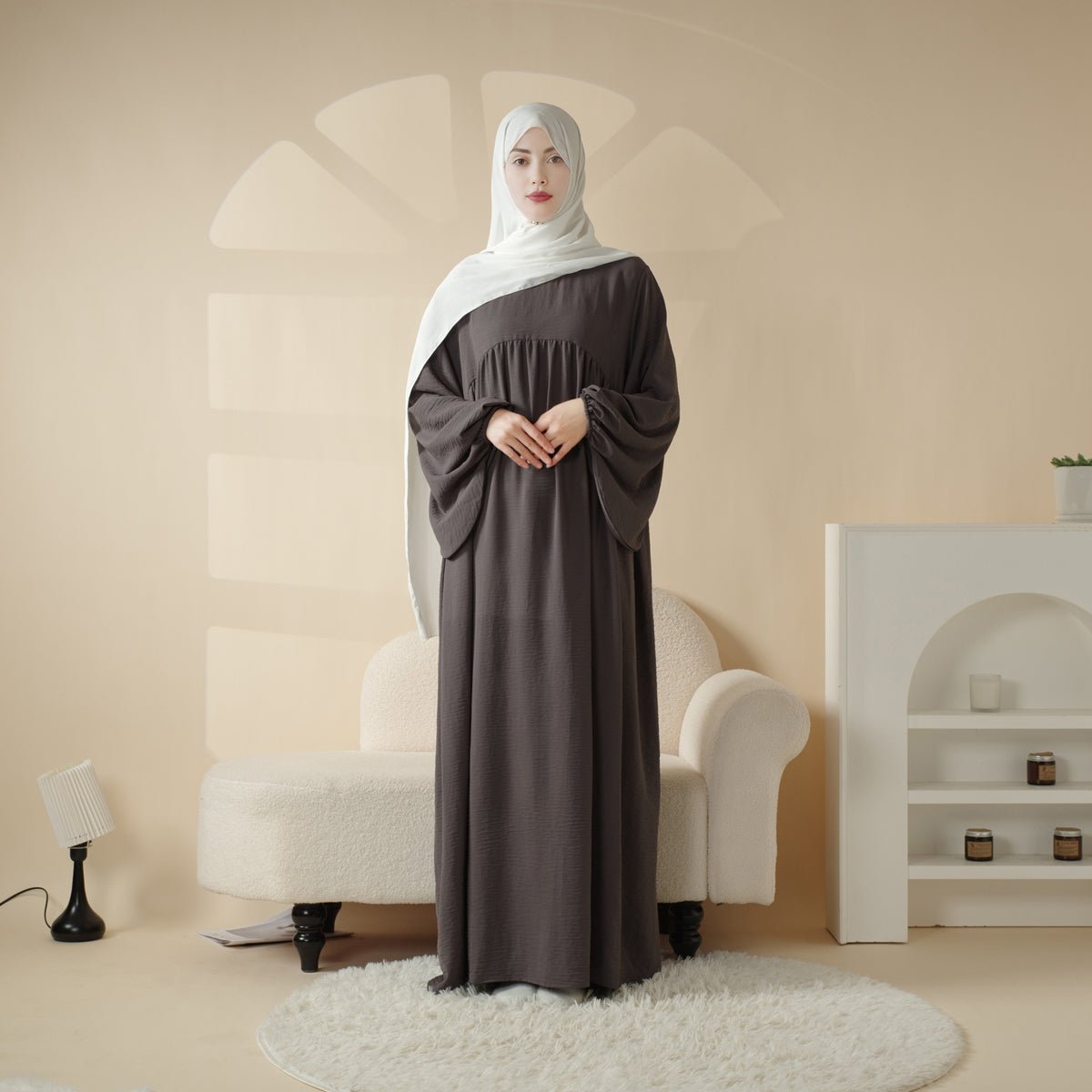 Abaya Réversible en Tissu Crêpe (MA035)