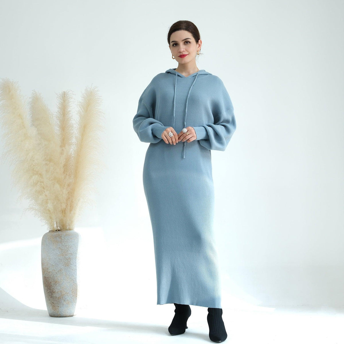 Robe pull en maille épaissie MS027, coupe ample pour l'hiver