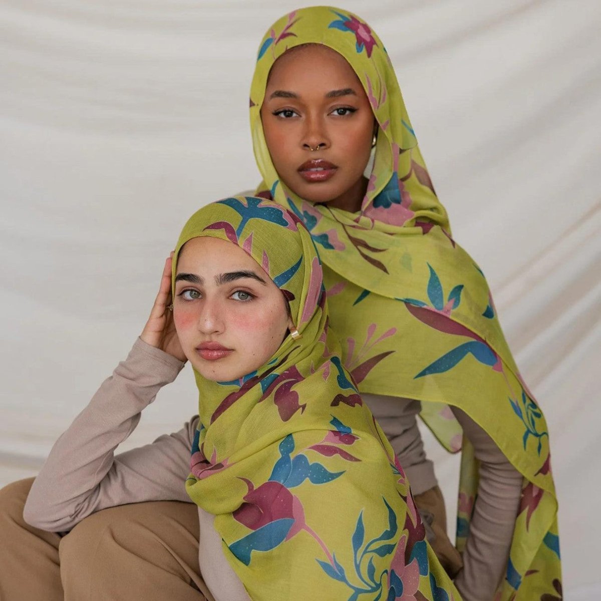 Écharpe Hijab Imprimée en Poly-Coton (MH214)