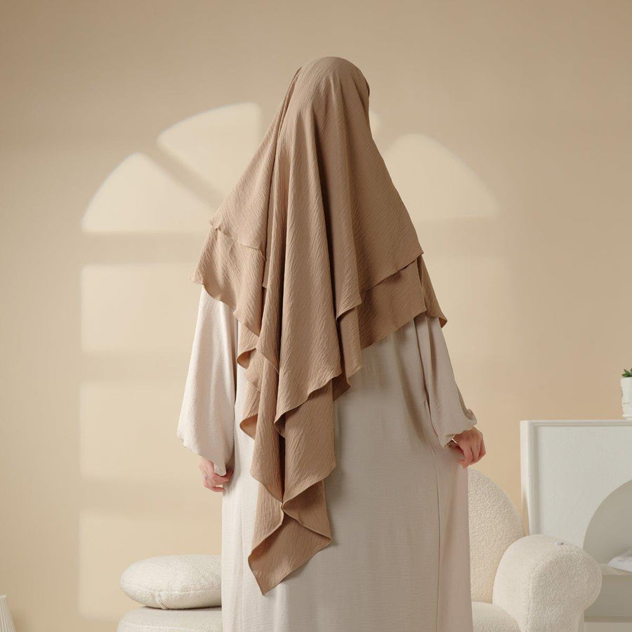 Nouveau Khimar Deux Couches en Crêpe (MK010)