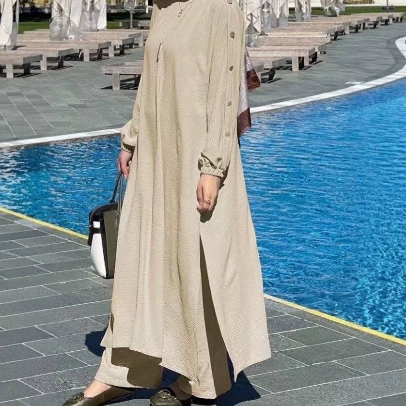 Abaya Maxi Manches Bouffantes Texturées (MS526)