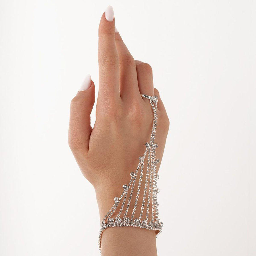 MAC118 Bracelet-bague à pompon Full Diamond, luxe discret